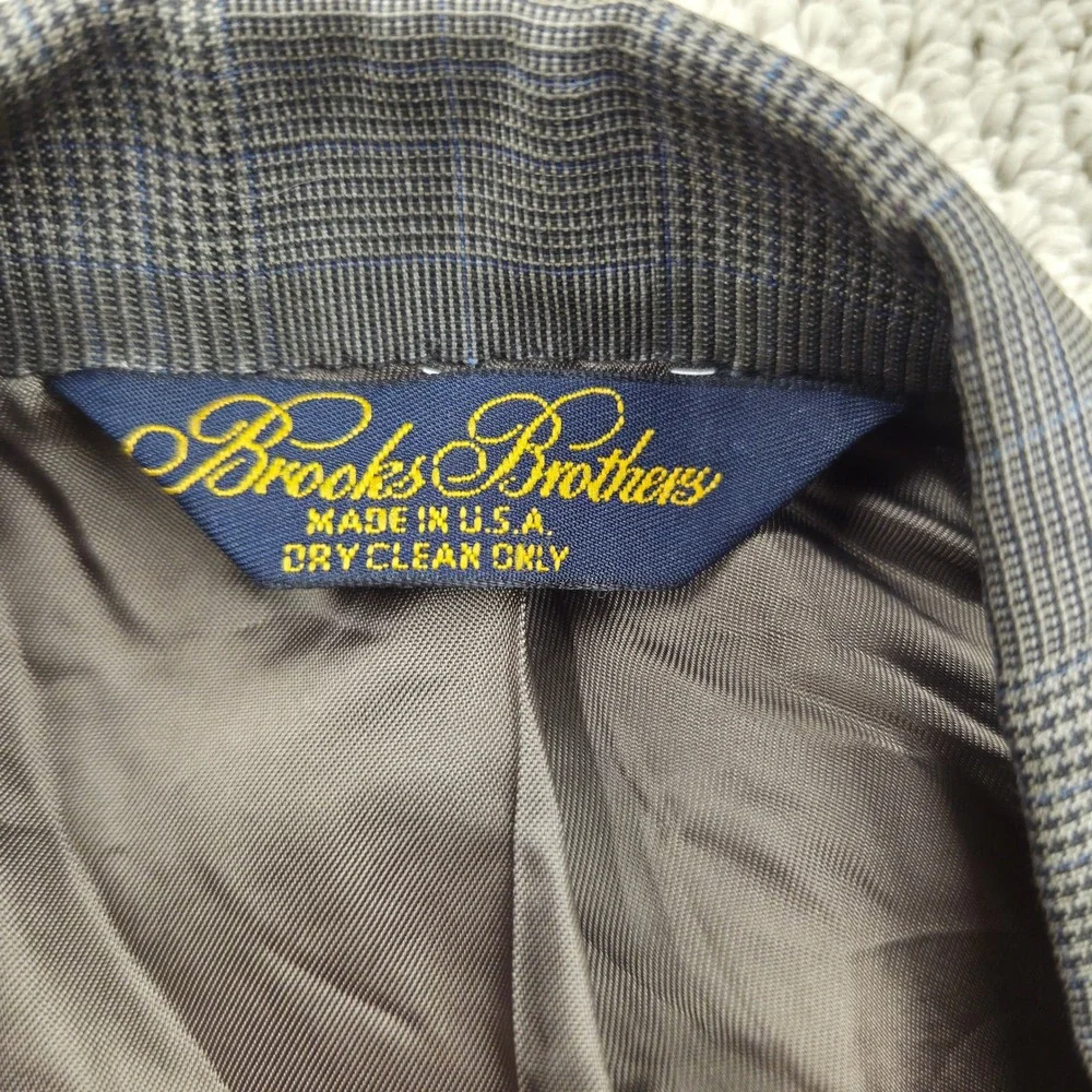 Brooks‎ Brothers Mens 43R Gray Glen Plaid Wool Suit Blazer Jacket USA UNION MADE